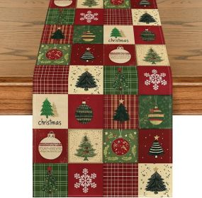Mode Xmas Tree Gift Party Atmosphere 210 GSM Christmas Table Runner, Winter Kitchen Dining Table Decoration for Home Party Decor 13x72 Inch