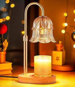 Candle Warmer Lamp Adjustable Timer - Electric Flower Glass Candles Warmers Adjustable Height Dimmable Vintage Base Modern Wax Candles Top Warmer