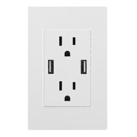 USB Wall Outlet Dual 2.4A USB Wall Charger High Speed Duplex Wall Socket US Standard