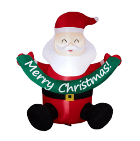 5.8FT Seated Elderly Person Hanging Banner, 3 LED 210D Polyester Christmas Inflatable Decoration, 12V,1000mA US Standard (Option: 1pc)