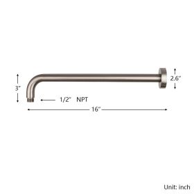 8/16/17 Inch 6-13/16 inch 8-16inch Shower Head Extension Arm (Length: 16", Color: Brushed Nickel)