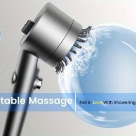 Shower head, high pressure flow multiple modes, 5 layers filter, hard water power rinse, with switch, suitable for pet bathing, vertical shower (Color: Upgraded 9-piece set with 5 filters)