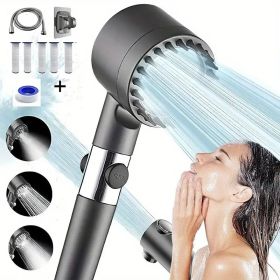 High-Pressure Turbo Shower Head with 5-Stage Filtration - Multiple Spray Modes & Hard Water Power Rinse for Pet Bathing (Color: Upgraded 9-piece set with 5 filters)
