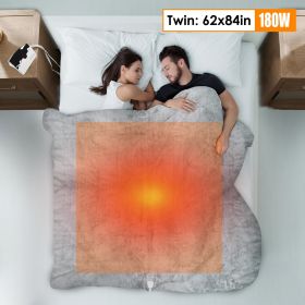 1Pc Electric Heated King Size Fleece Heated Blanket With Dual Controller 10 Heating Levels 10 Hours Auto Off Machine Washable For Home Office Usa (Option: Grey-Twin)